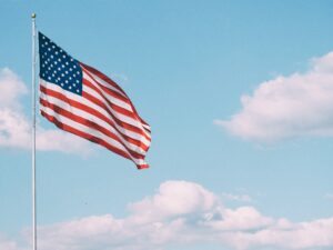 An American flag waving.